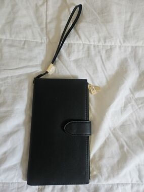 Source Unknown Black Wristlet Wallet with Gold Hardware